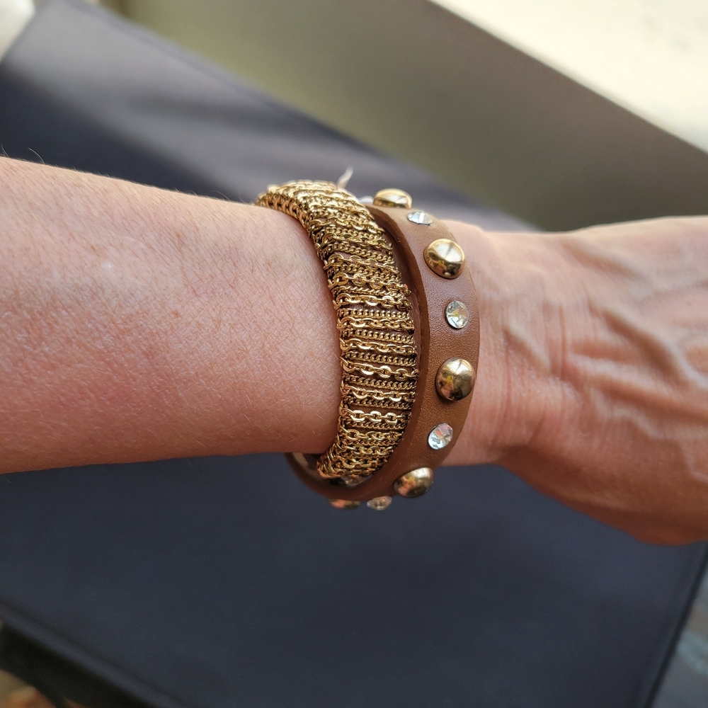 Beautiful Wrap Bracelet with gold and rhinestone accents